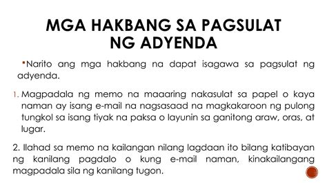 Memorandum, Adyenda, at Katitikan ng Pulong .